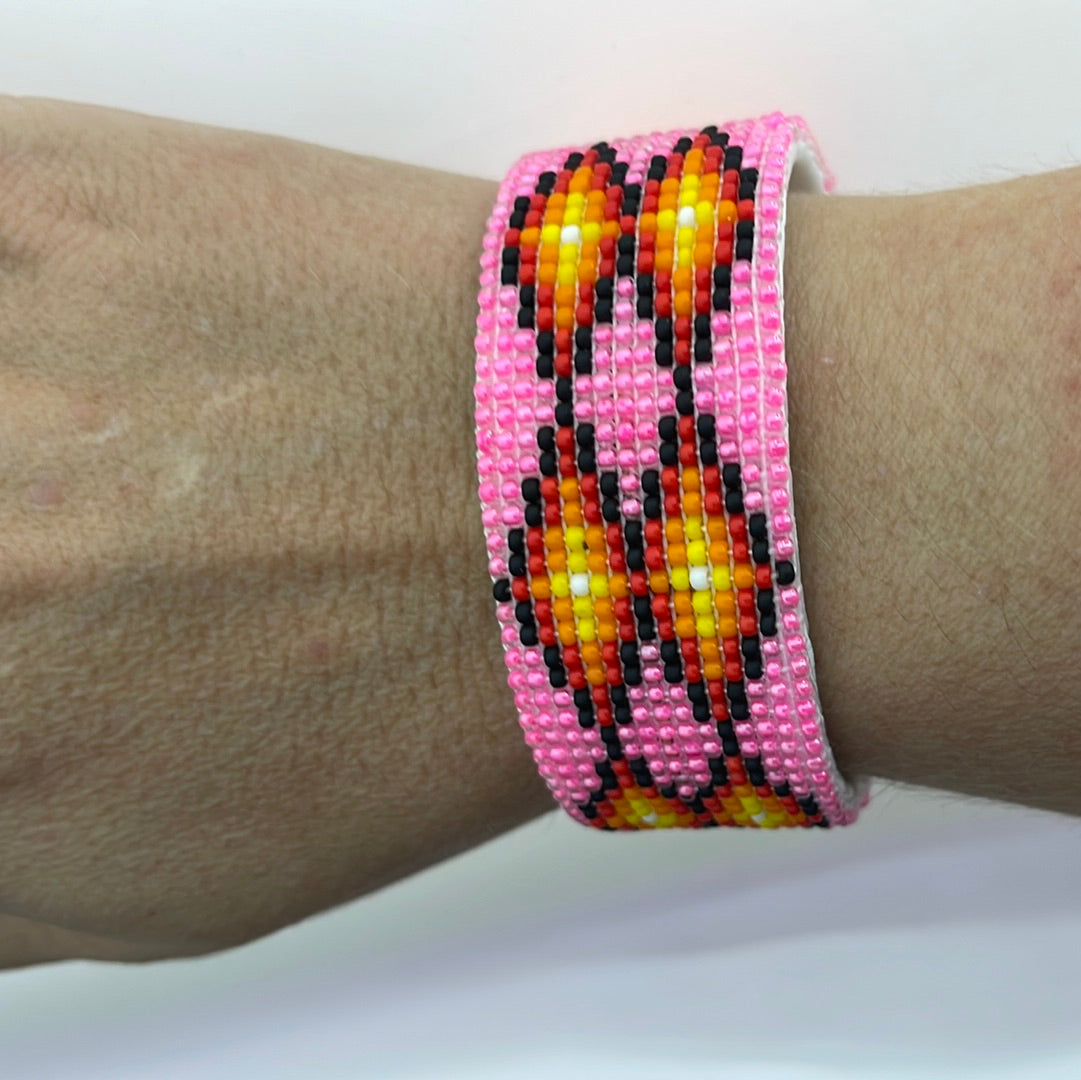 Bright Pink Seed Bead Flexible 1” Bracelet