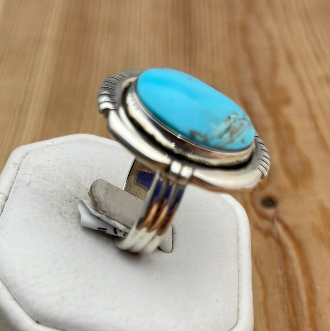 8.5 - Turquoise Ring with Balls & Leaf