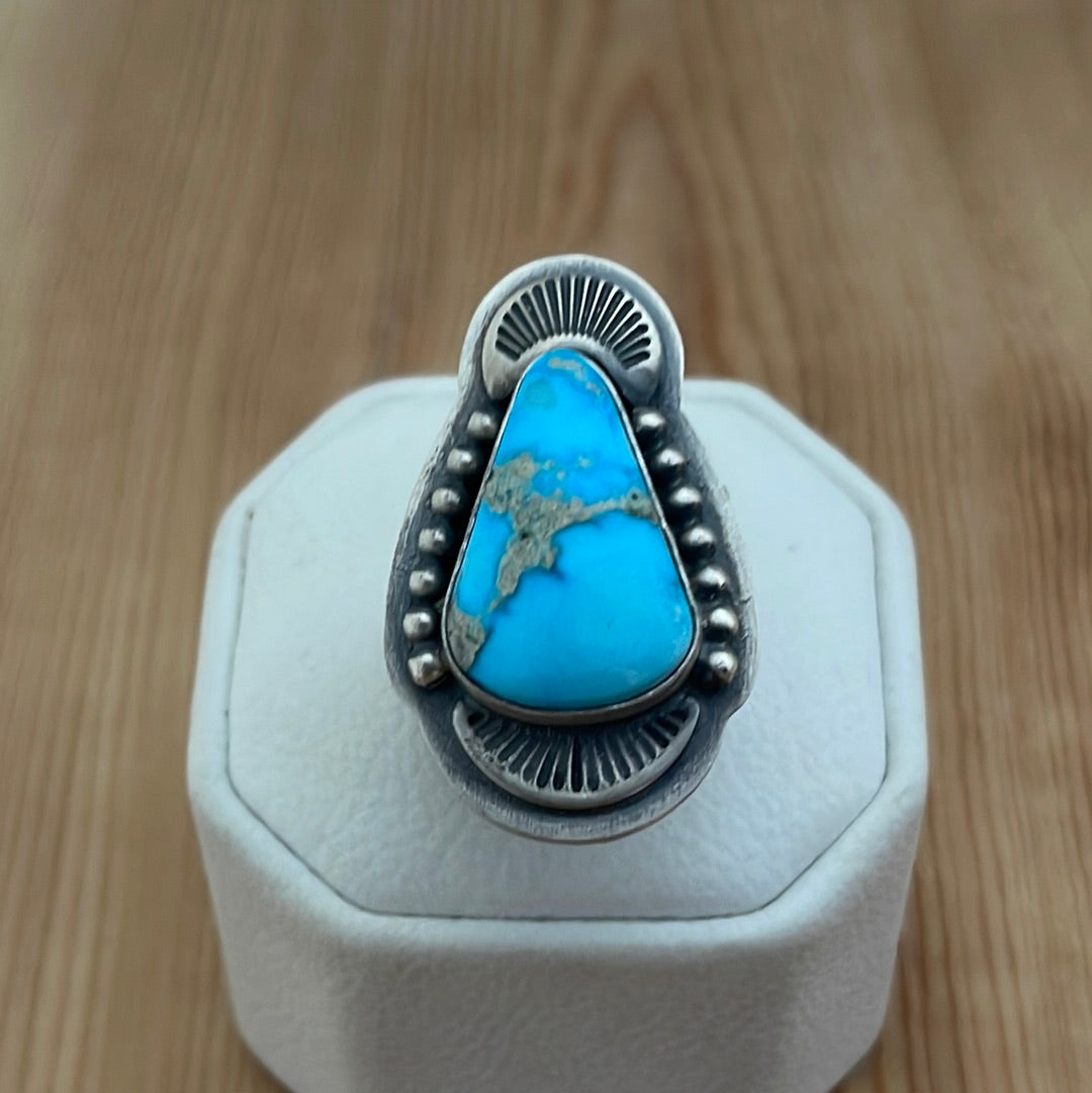7.5 - Triangle Sonoran Blue Turquoise Ring