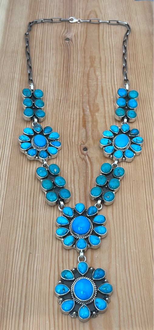 Sleeping Beauty & Kingman Turquoise 22" Necklace