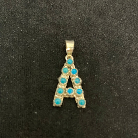 "A" Turquoise Pendant by Scott Skeets, Navajo