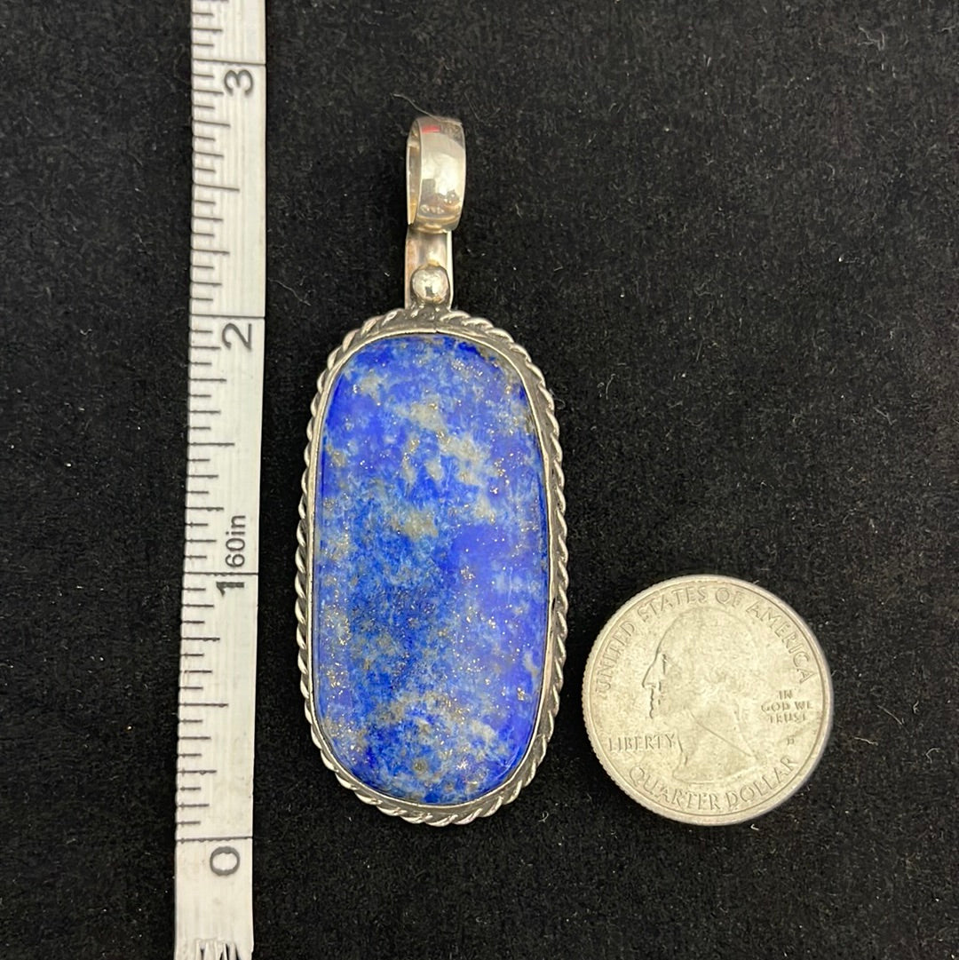 Vintage Denim Lapis Shepherds Hook Pendant