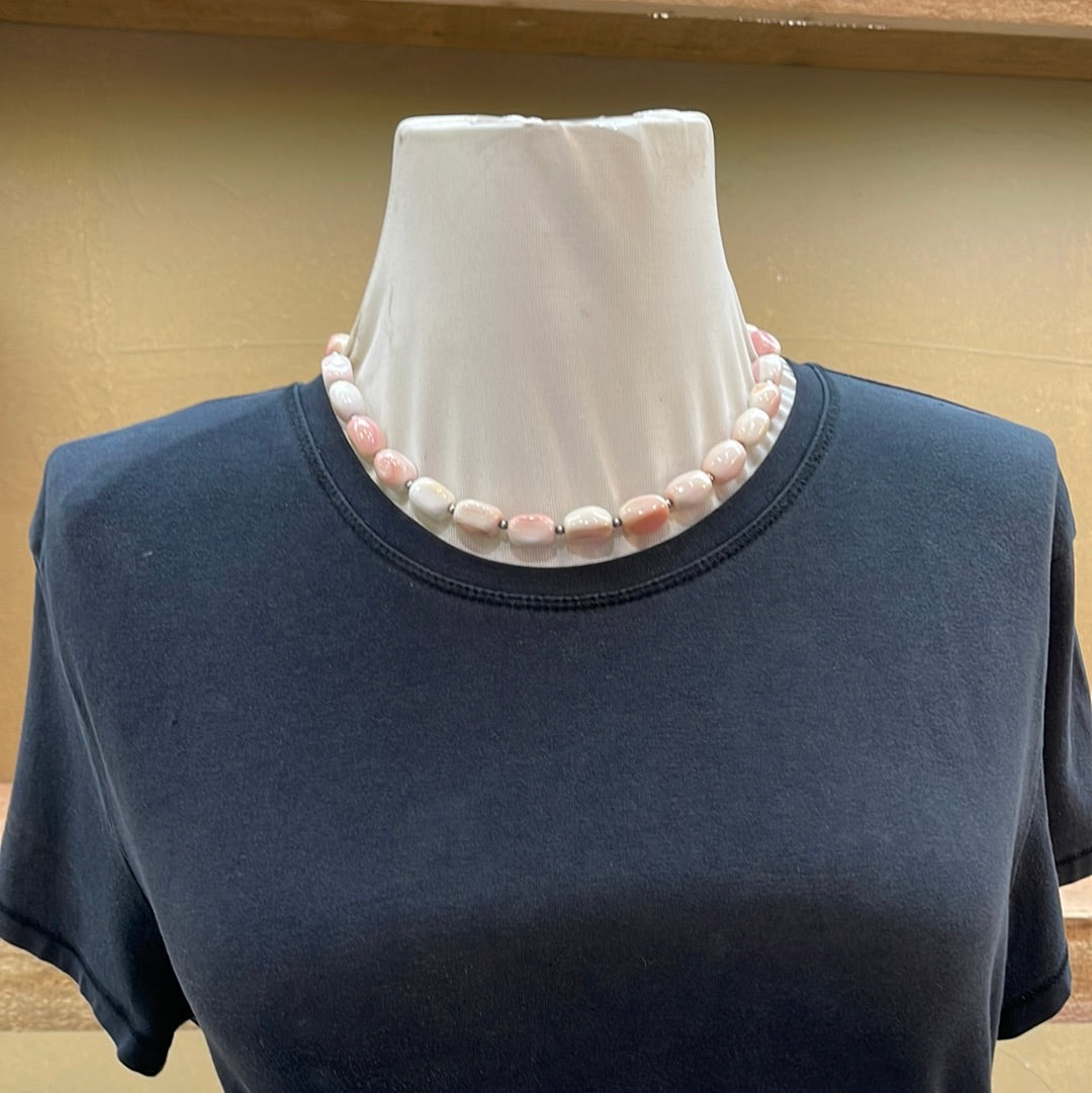 Cotton Candy (Pink Conch Shell) 16” Barrel Bead Necklace