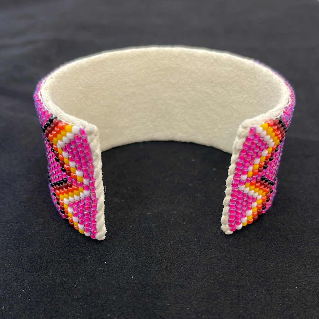 Bright Pink Seed Bead Flexible 1 1/4” Bracelet