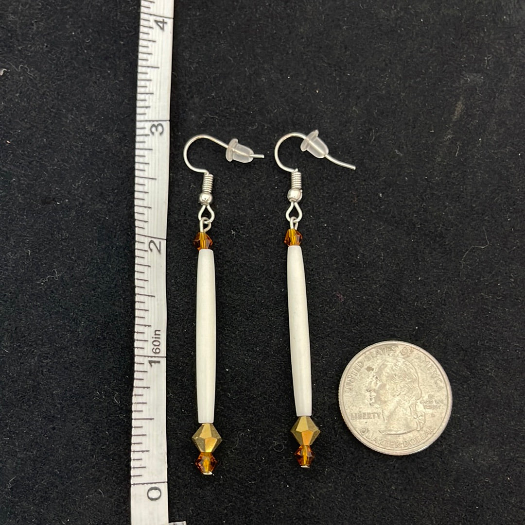 Bone with Beads on Hook Earrings