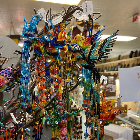 Beaded hummingbird ornament