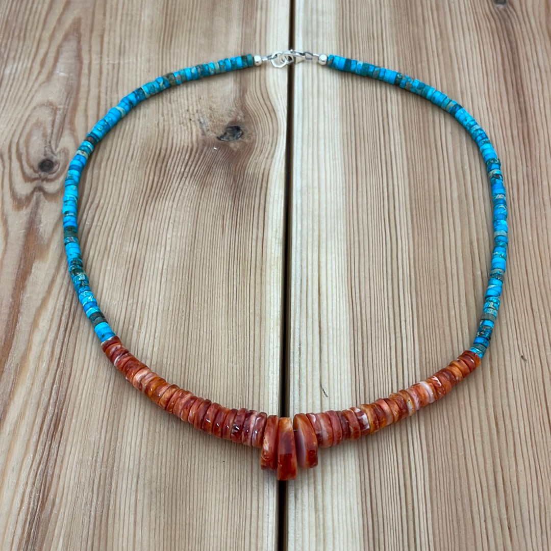 Turquoise & Spiny Oyster Shell 18” Necklace