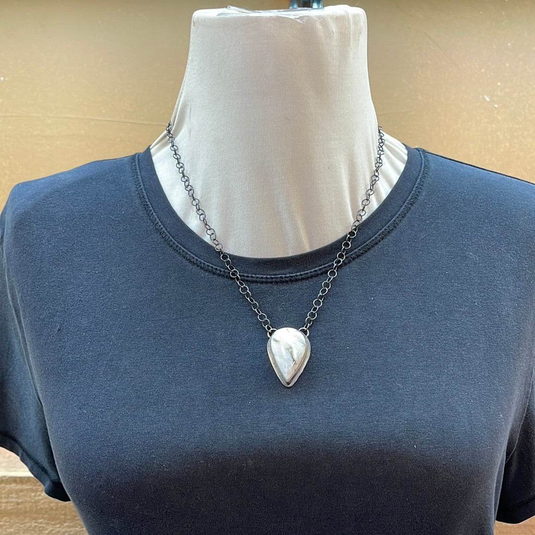 18” White Buffalo Teardrop Necklace