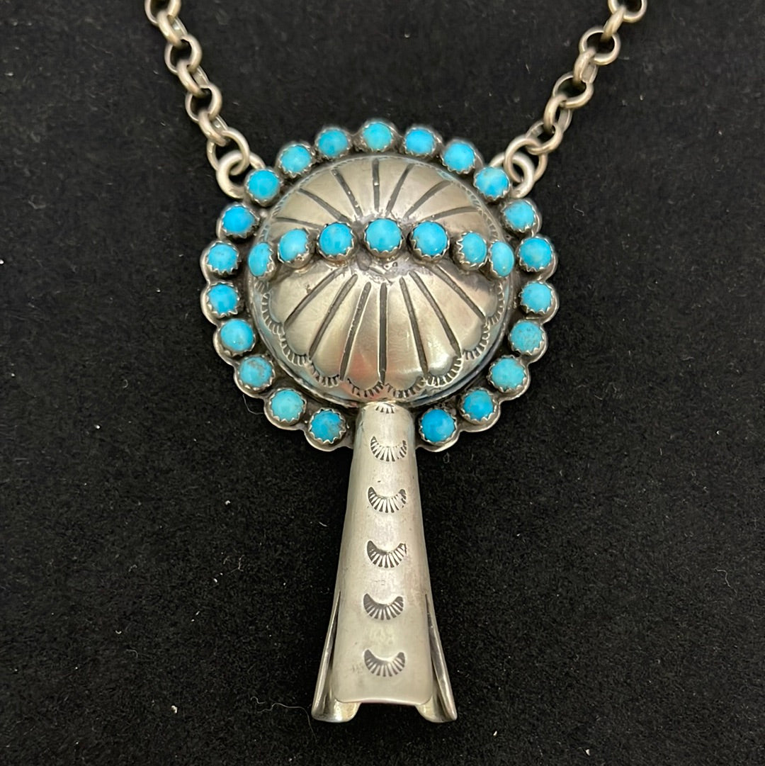 Squash Blossom with Turquoise 18” Necklace