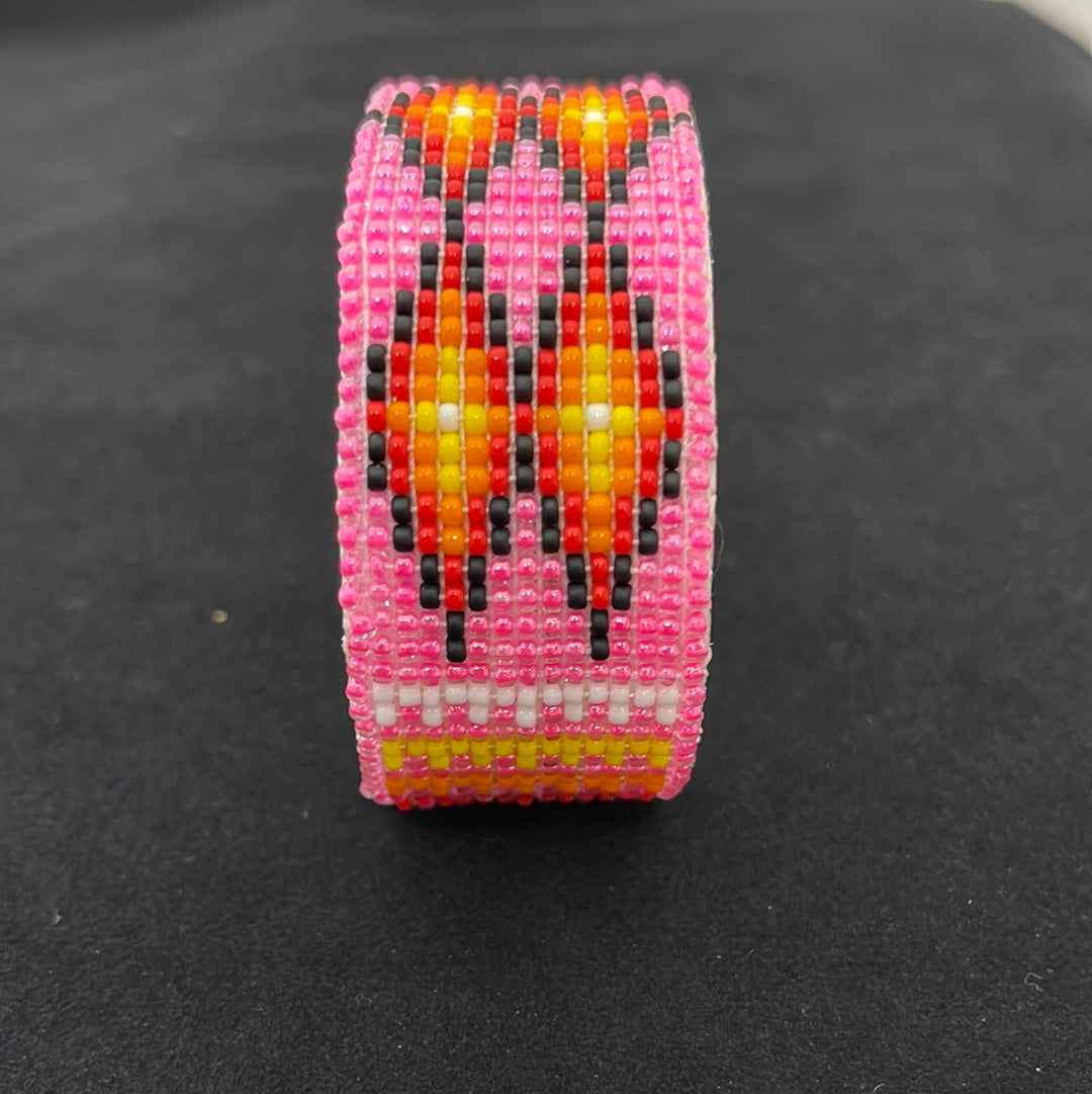 Bright Pink Seed Bead Flexible 1” Bracelet