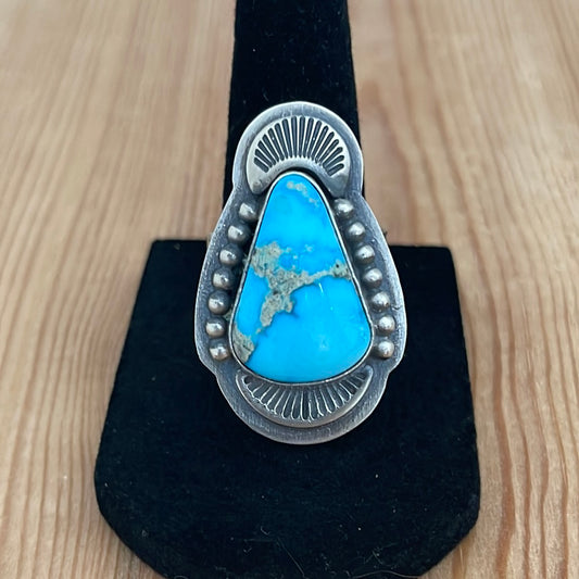 7.5 - Triangle Sonoran Blue Turquoise Ring