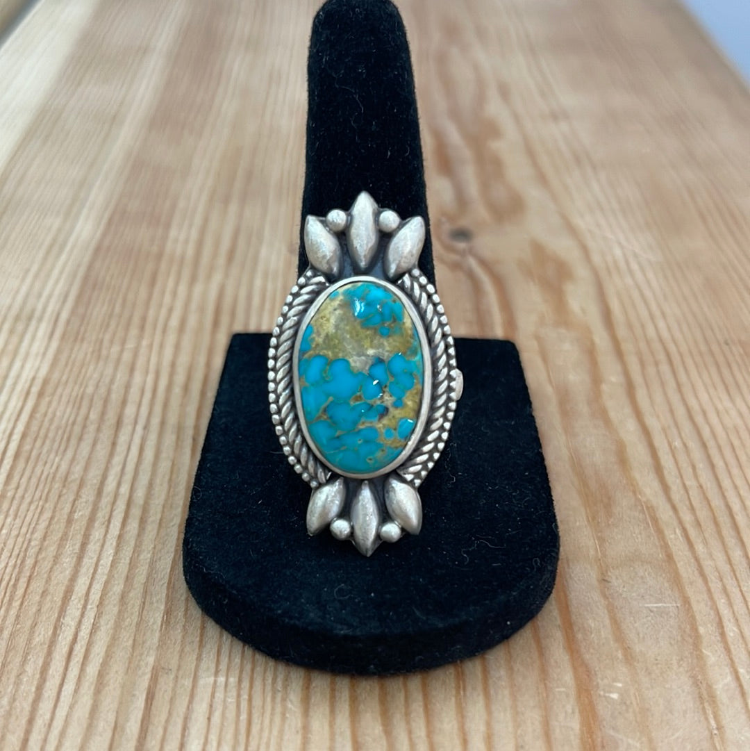 Adjustable Carico Lake Oval Turquoise Ring