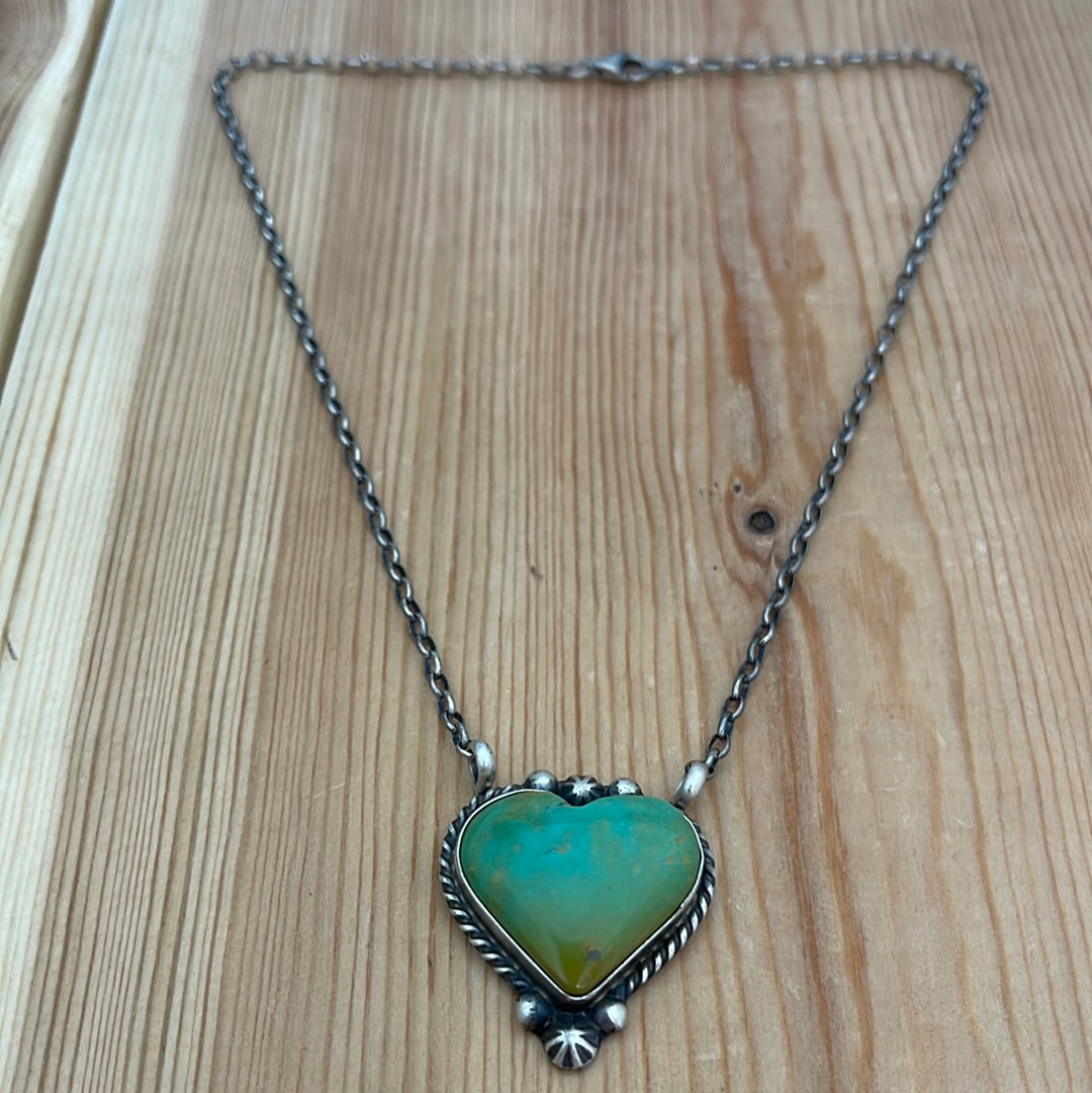 Kingman Turquoise Heart 16" Necklace