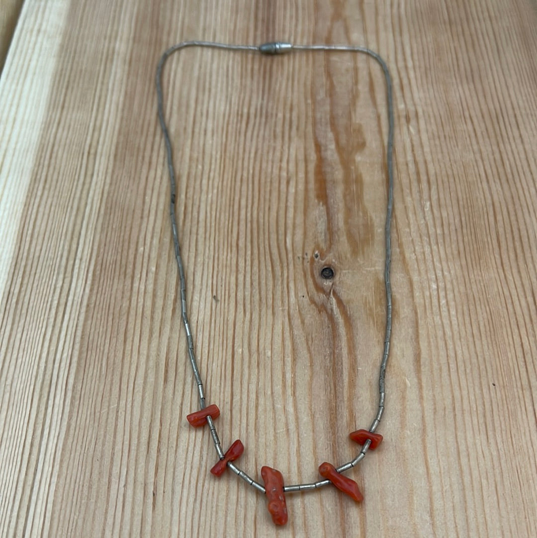 14" Vintage Branch Coral Liquid Silver Necklace