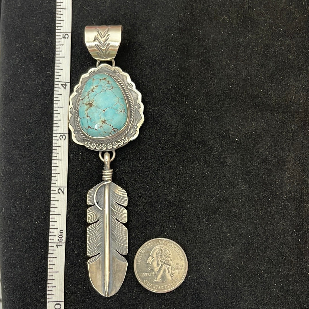 Sonoran Turquoise with Dangling Feather Pendant