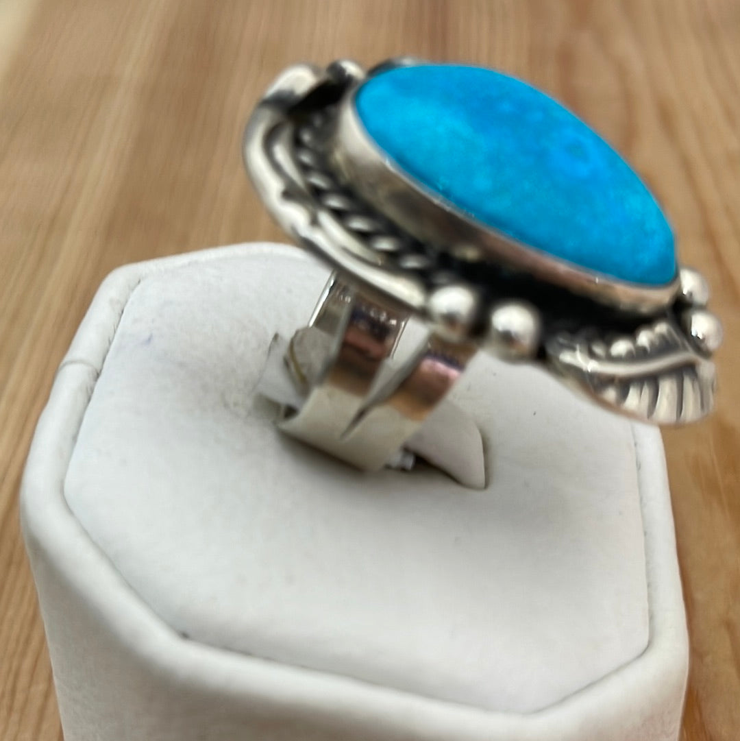 7.5 - Turquoise Ring with Balls & Leaf