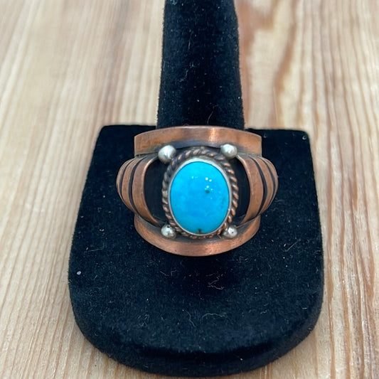 Copper & Turquoise Lobster Tail Ring