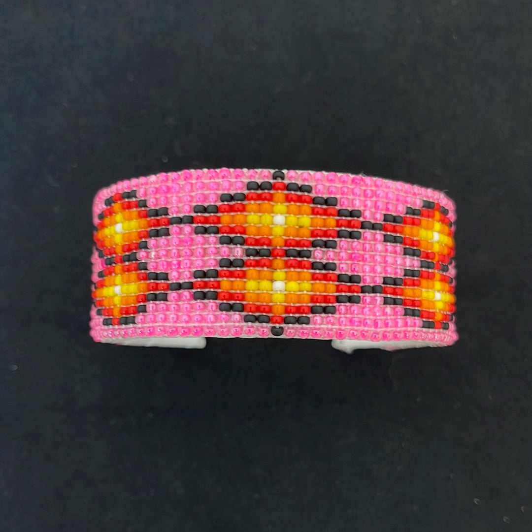 Bright Pink Seed Bead Flexible 1” Bracelet