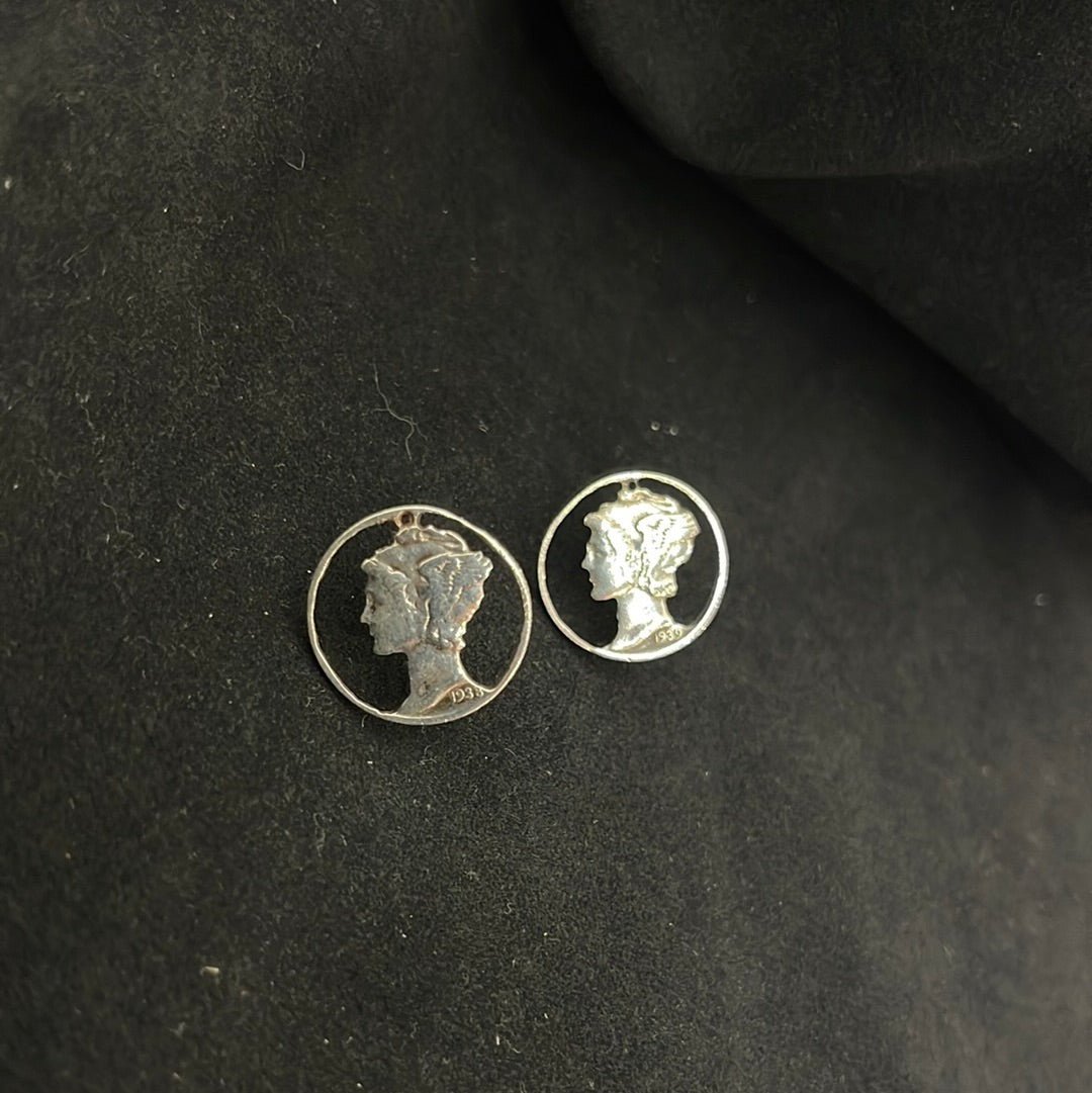 Vintage Silver Mercury Dime Screw Back Earrings