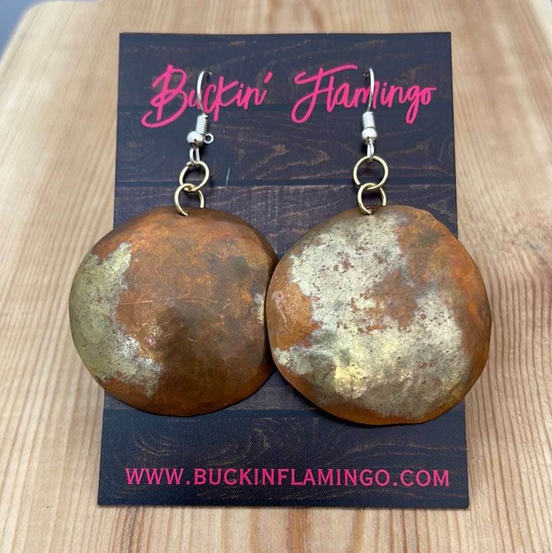Large Copper Rounds on Hook Earrings