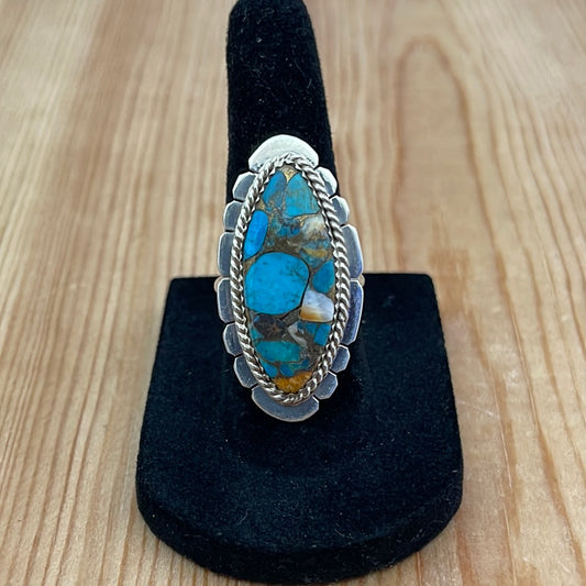 6.5 - Diamond Shape Spiny Turquoise Ring