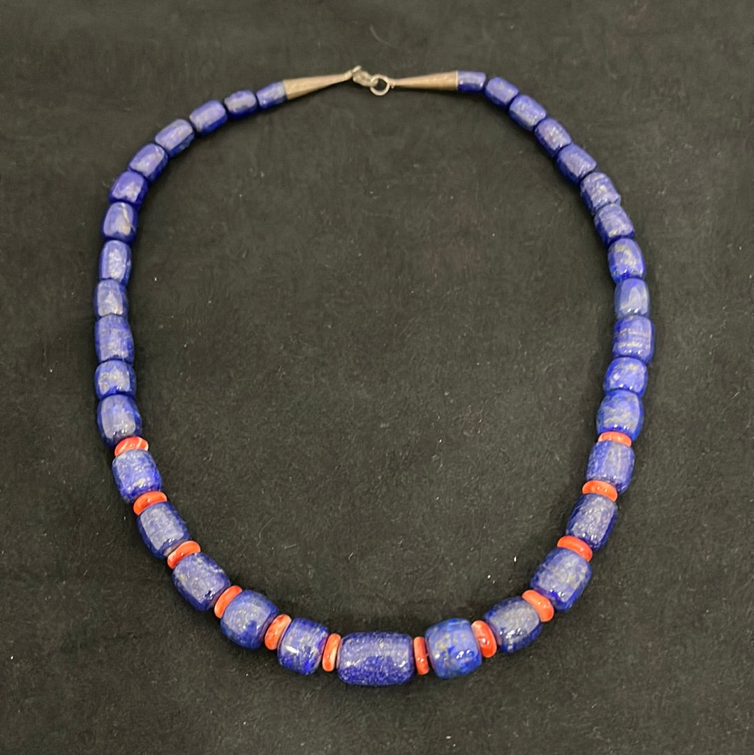 Lapis & Red Spiny Oyster 20" Necklace