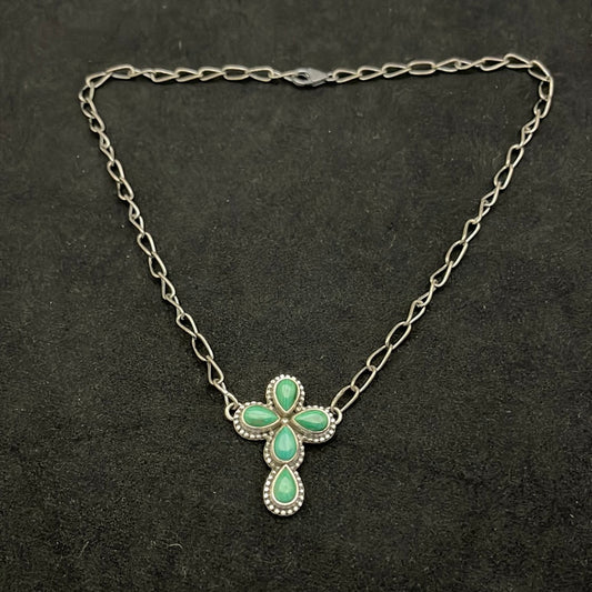 16” Kingman Turquoise Cross Necklace