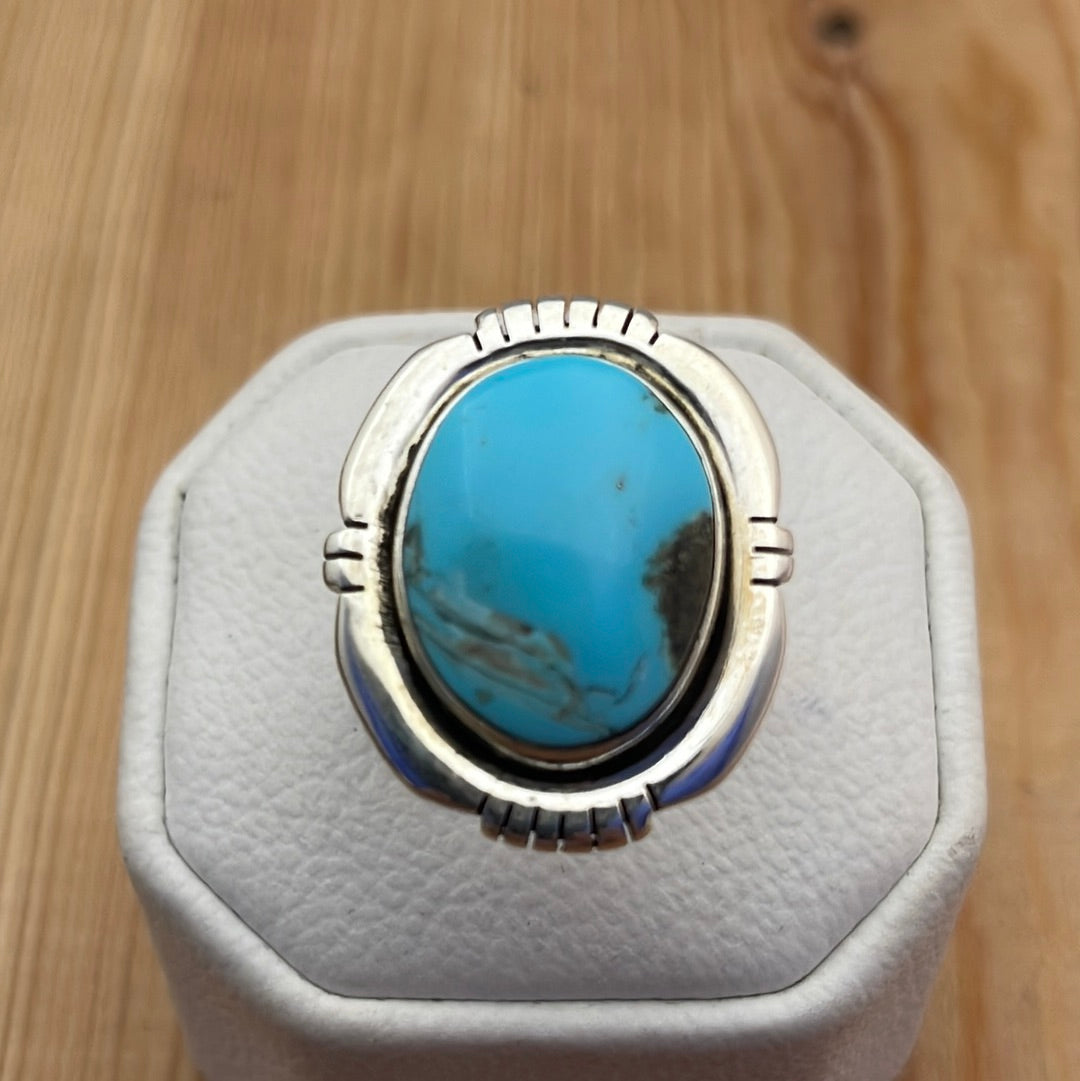 8.5 - Turquoise Ring with Balls & Leaf