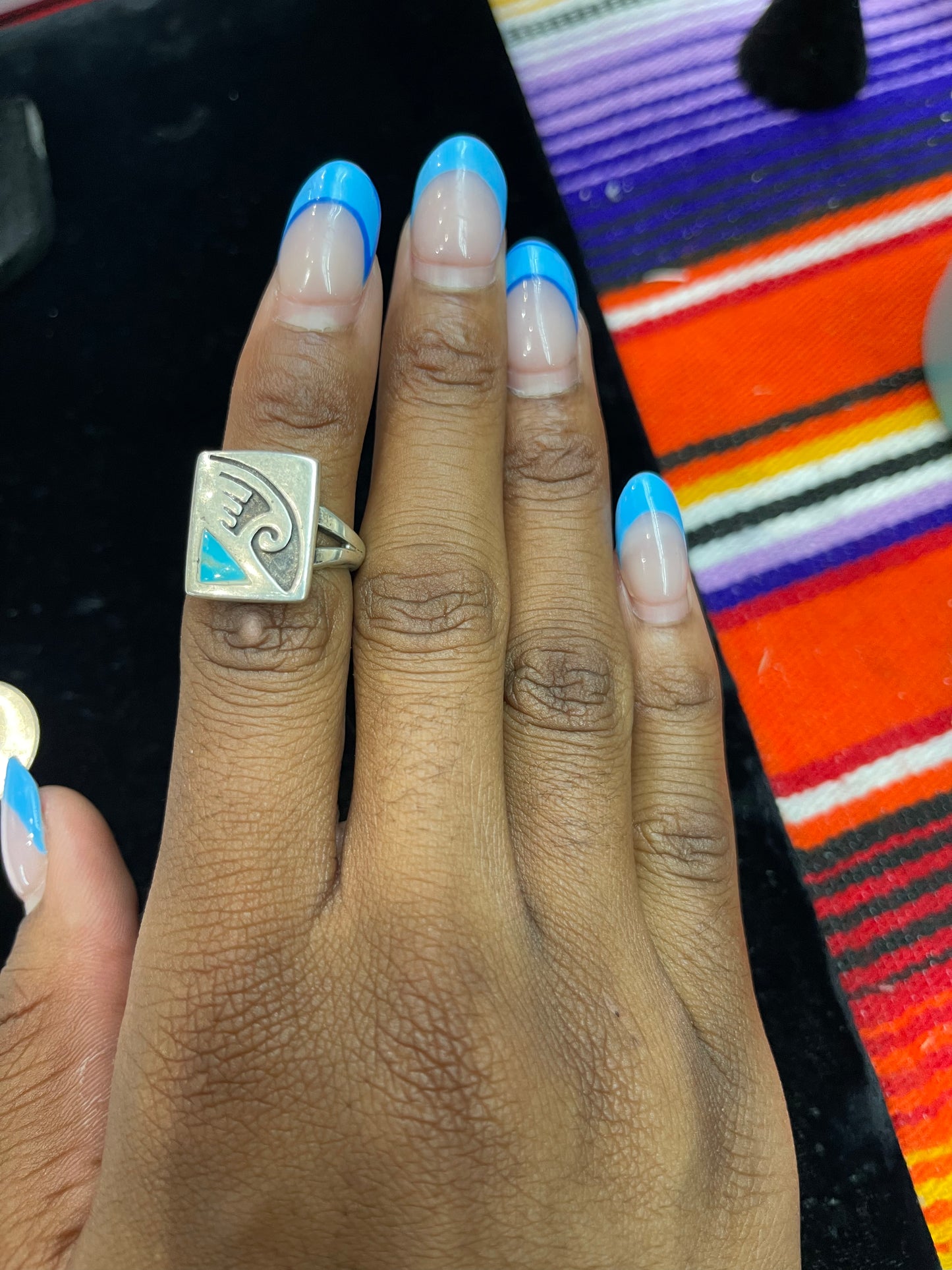 Vintage Turquoise Inlay Square Ring