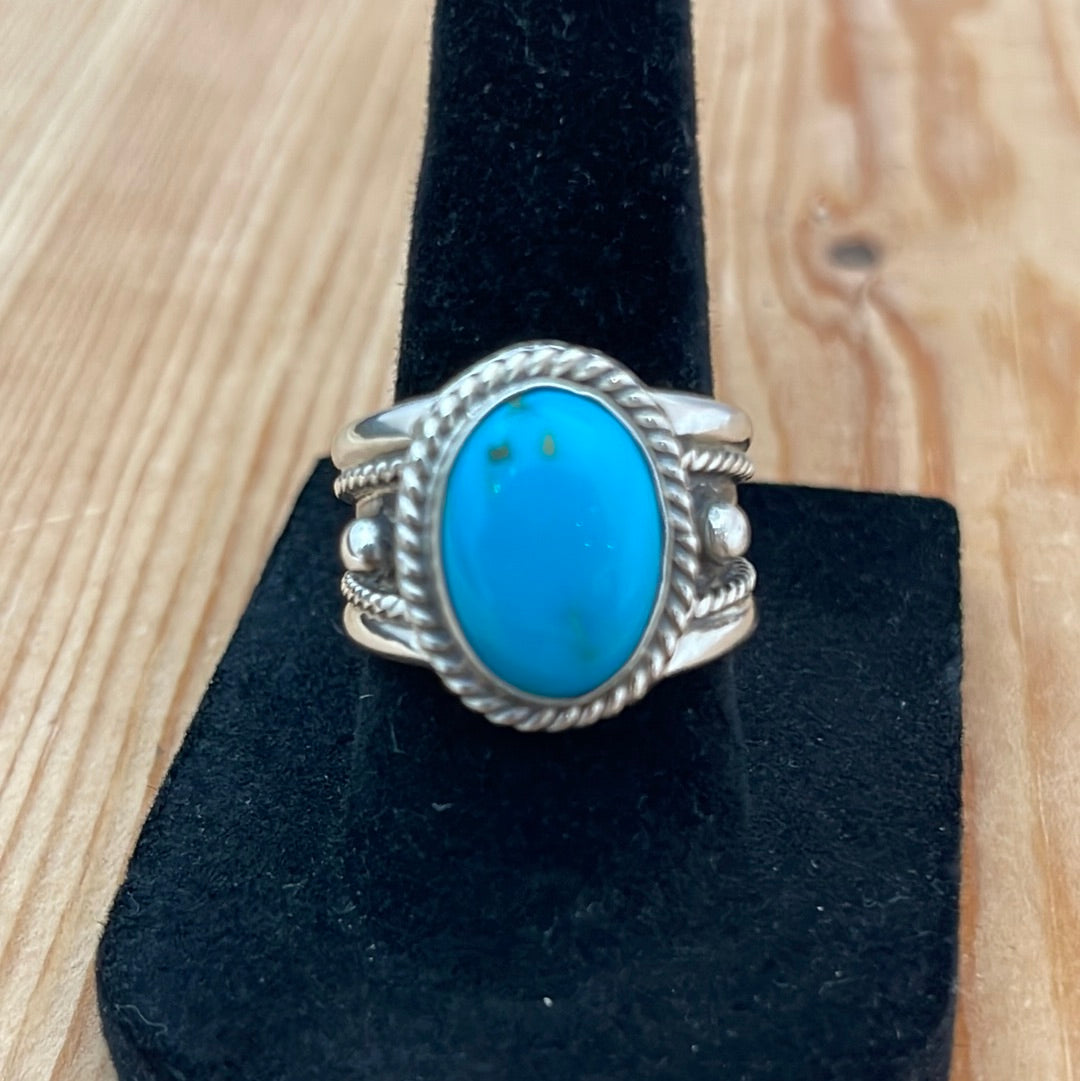 Turquoise with Silver Rope and Balls Ring