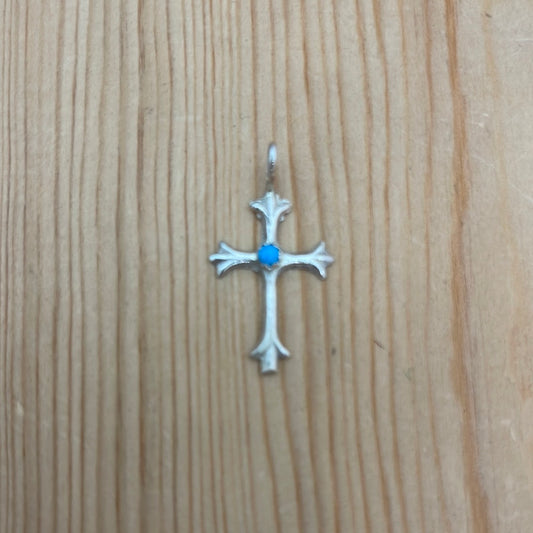 Dainty Cross Pendant with Turquoise