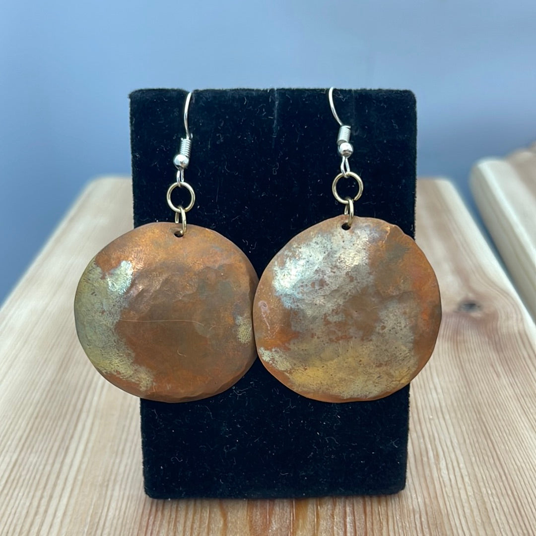 Large Copper Rounds on Hook Earrings