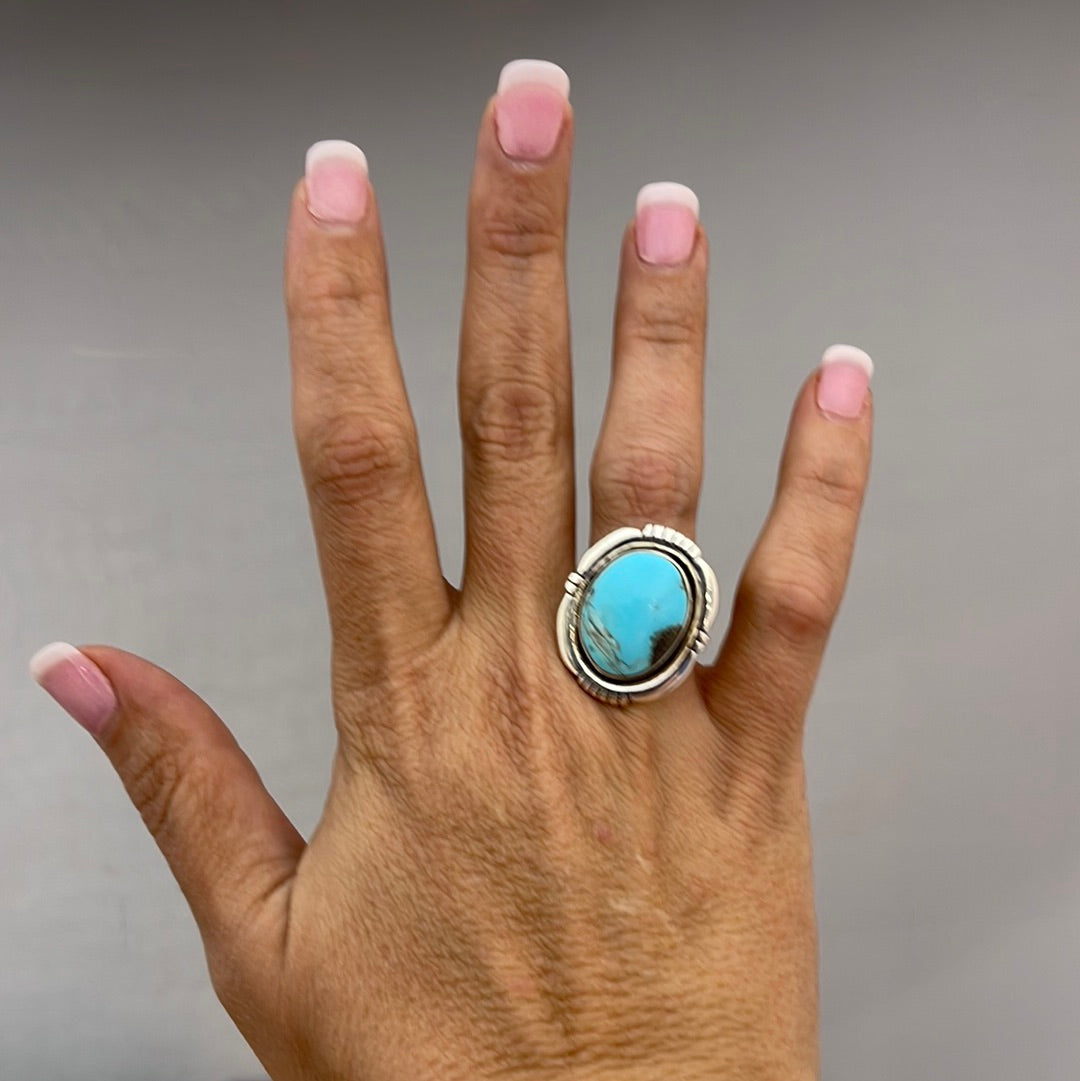 8.5 - Turquoise Ring with Balls & Leaf