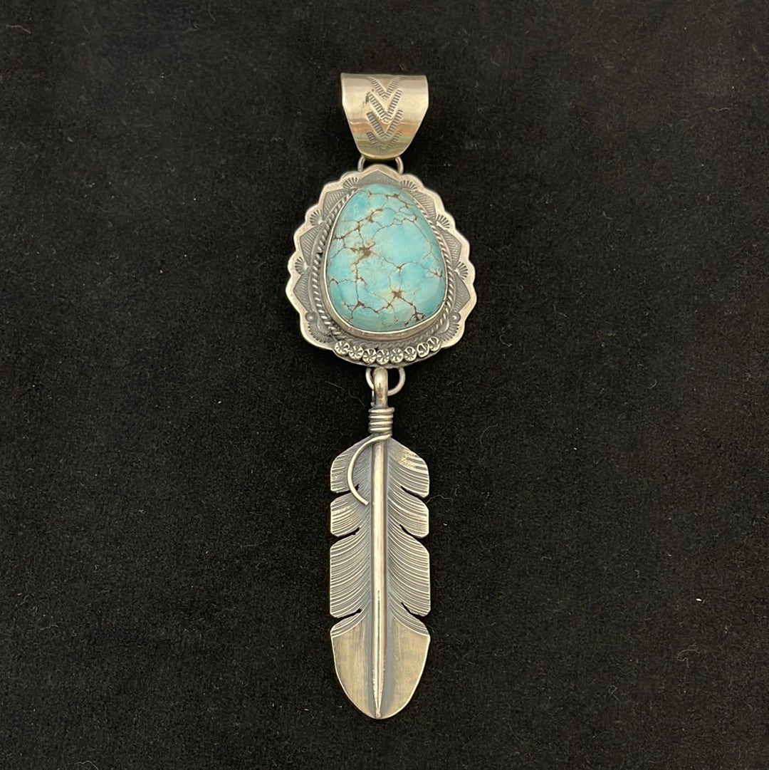 Sonoran Turquoise with Dangling Feather Pendant