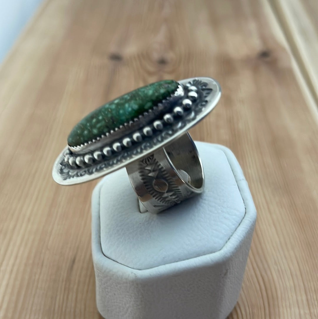 Adjustable Green Turquoise Ring