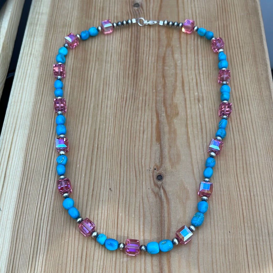 Swarovski Crystal & Sleeping Beauty Turquoise Necklace