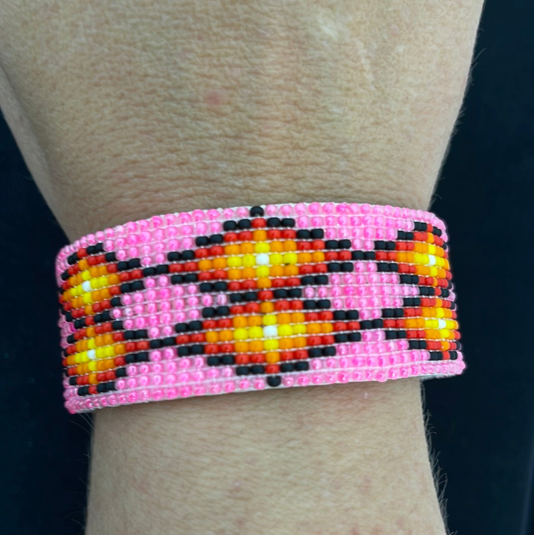 Bright Pink Seed Bead Flexible 1” Bracelet