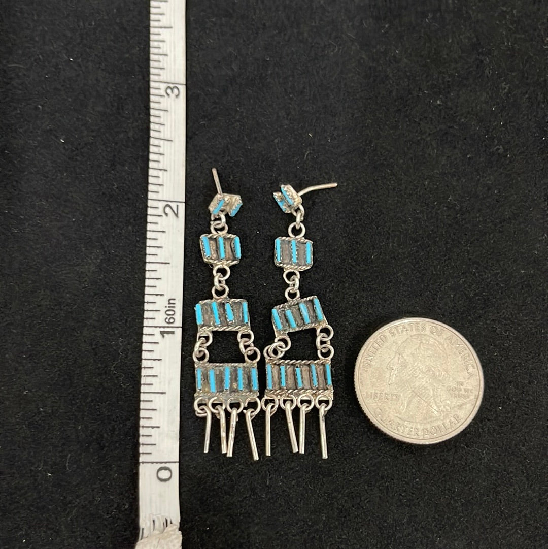 Needlepoint Turquoise Post Earrings