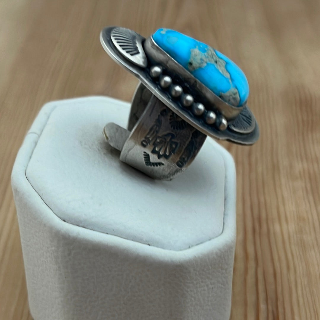 7.5 - Triangle Sonoran Blue Turquoise Ring