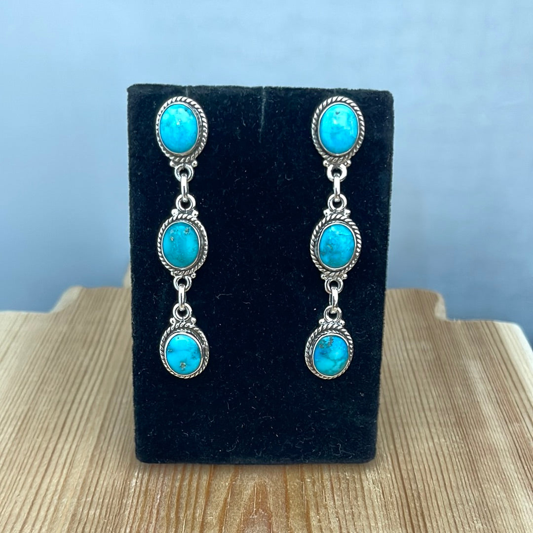 Round 3 Stone Drop Earrings