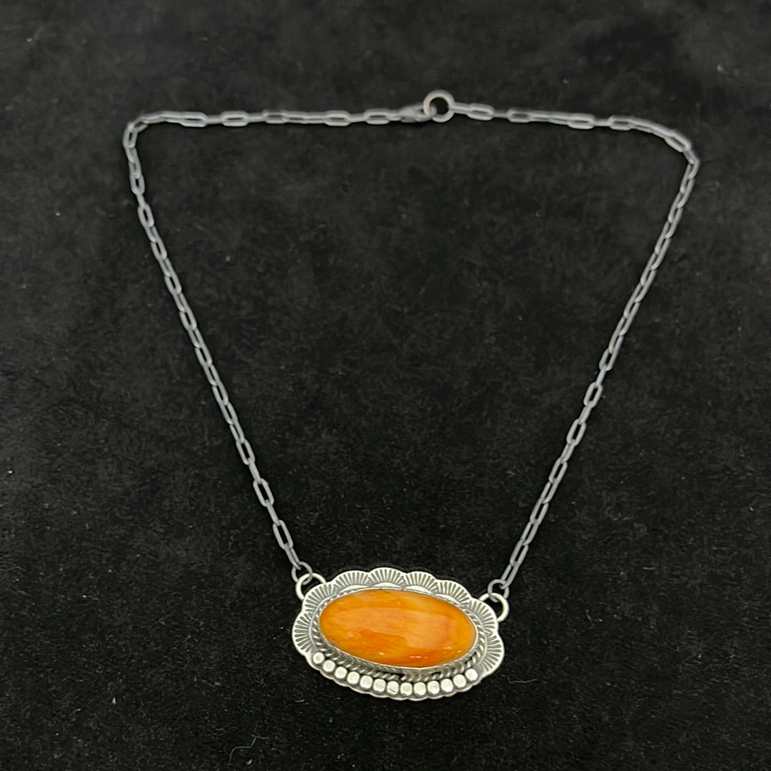 16” Orange Spiny Oyster Shell Necklace