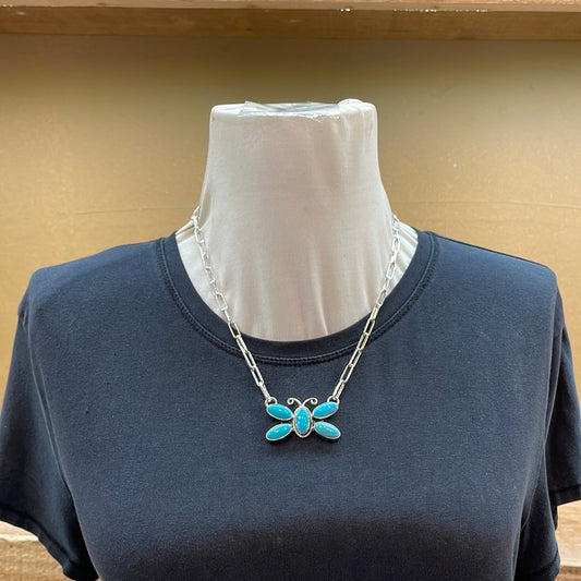 18” Kingman Turquoise Butterfly Necklace