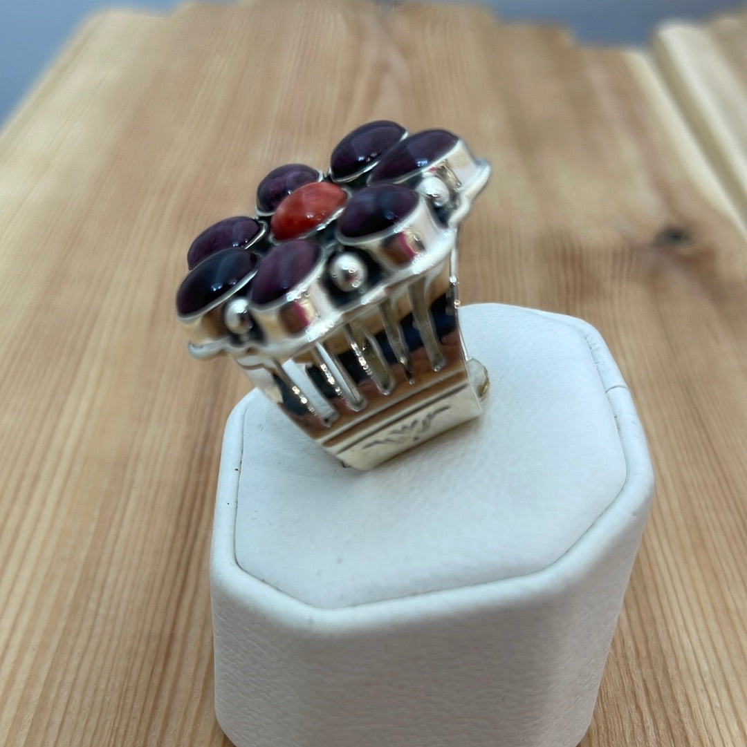 8.5 - Purple & Orange Spiny Oyster Shell Ring