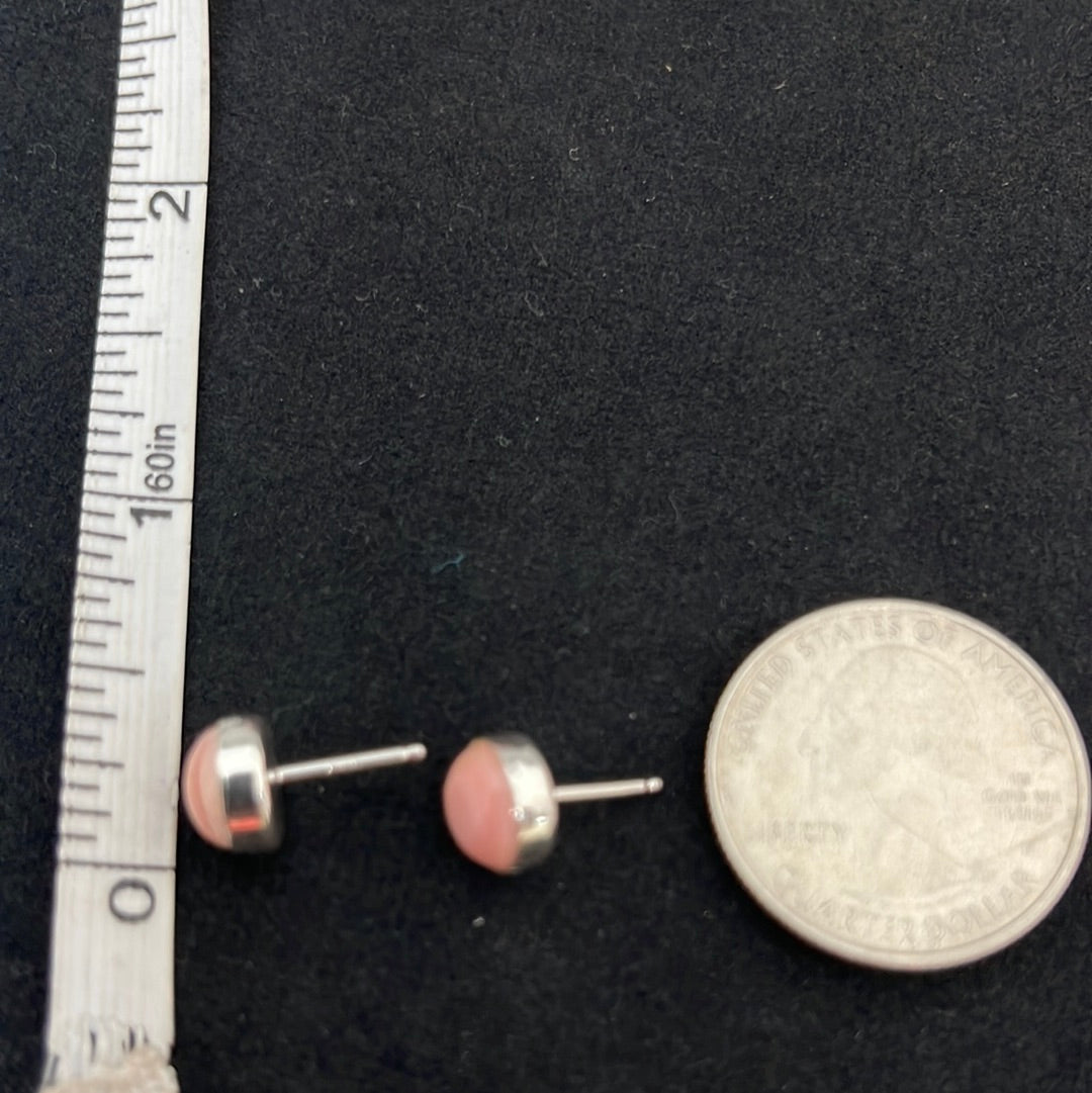 Pink Conch 8mm Button Post Earrings