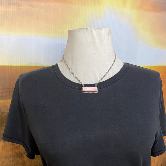 Pink Conch Shell Bar 16” Necklace