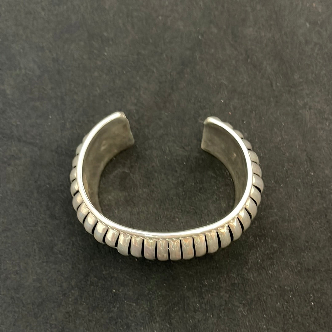 6-7 1/4” Silver Shrimp Tail 1 1/2" Cuff Bracelet