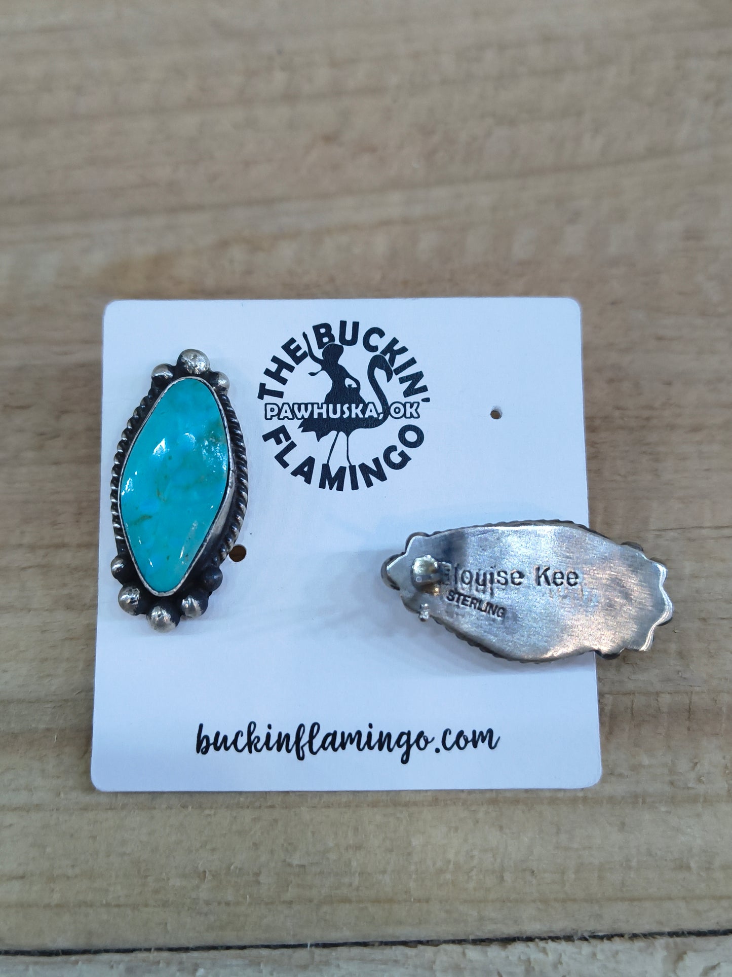 Kingman Turquoise Top Post Earrings by Elouise Kee, Navajo