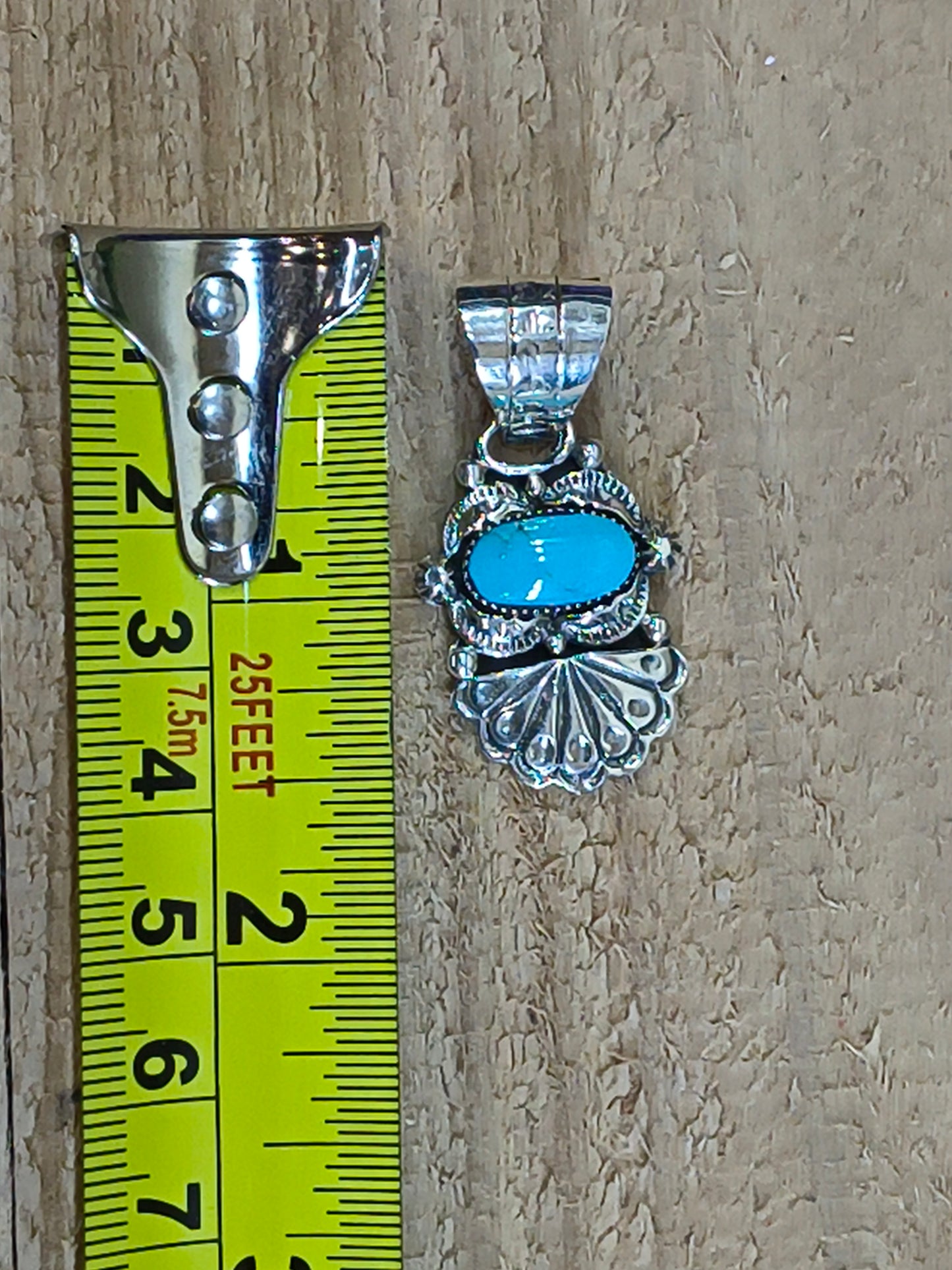 Turquoise Fan Pendant with a 9mm Bale by Phyllis A. Smith, Navajo