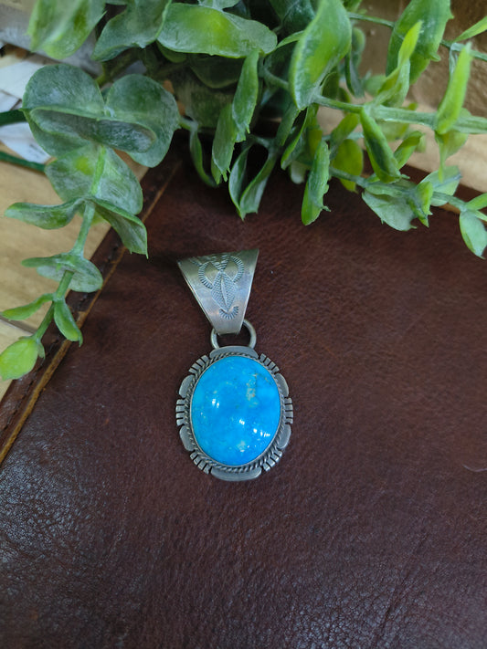 White Water Turquoise Pendant 11 mm Bail by John Nelson, Navajo