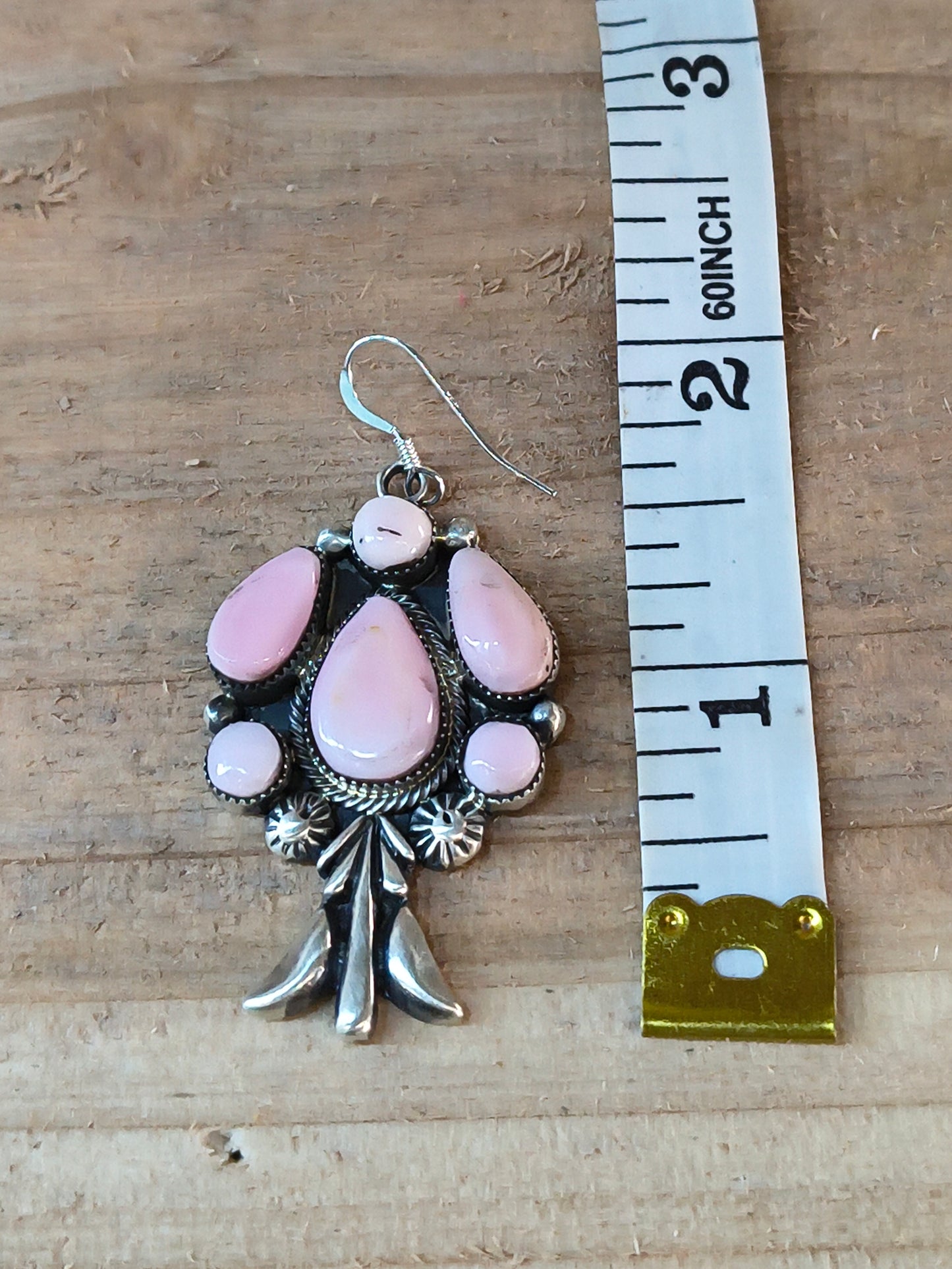 Pink Conch Dangle Earrings by Bobby Platero, Navajo